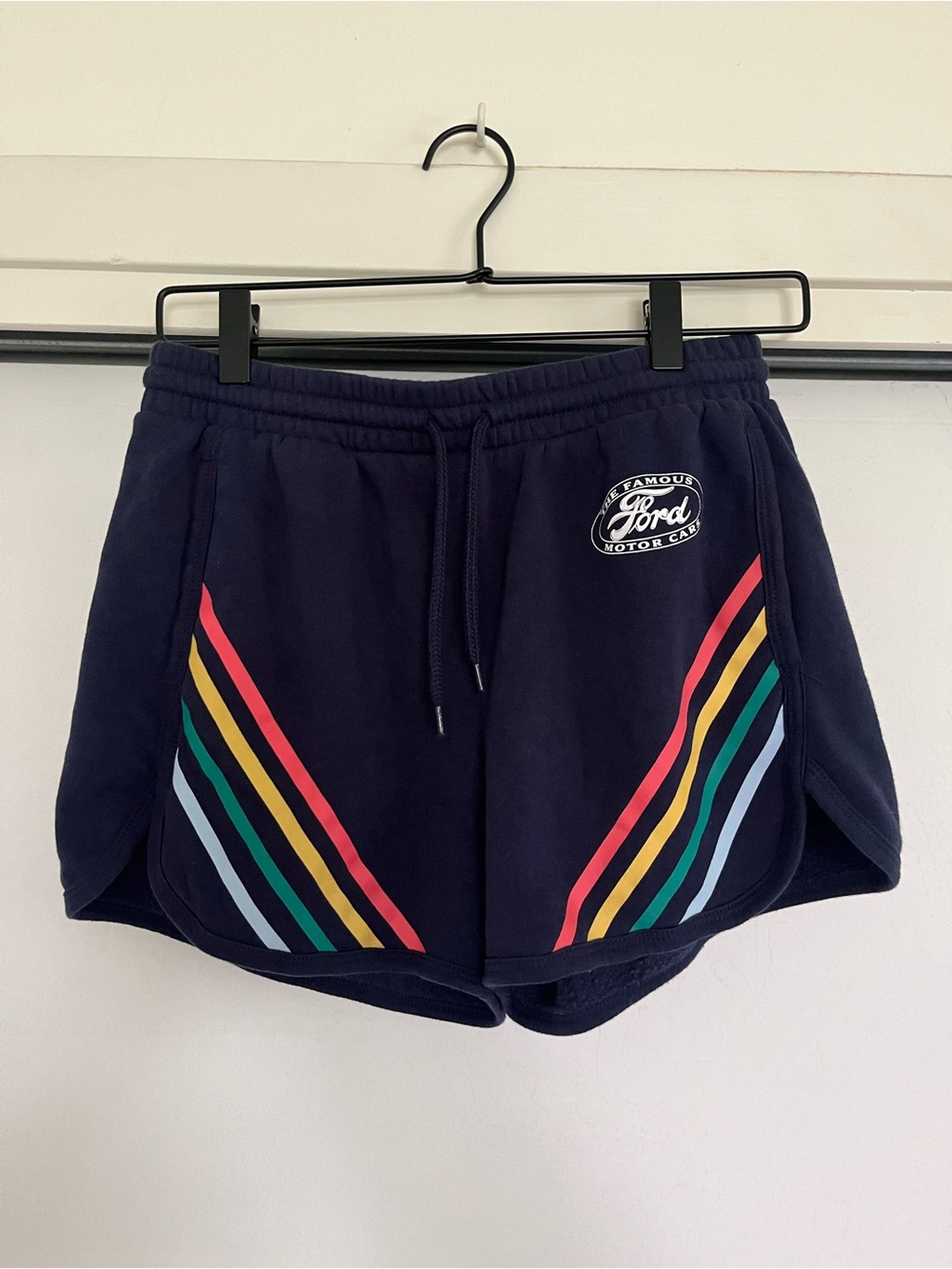 Hybrid Apparel Ford Navy Rainbow Stripe Women's Shorts